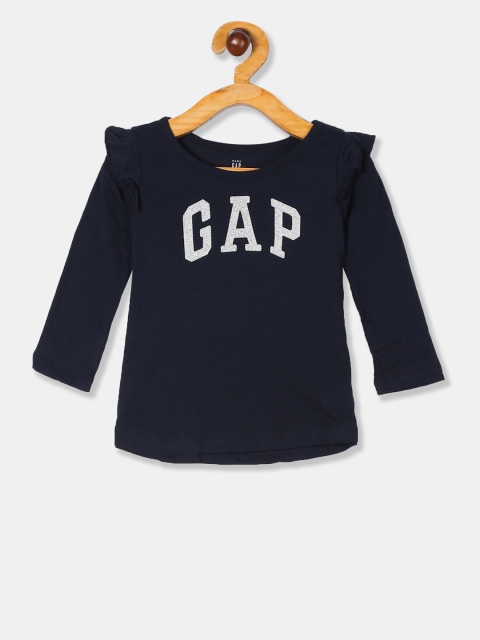

GAP Baby Girls Flutter Sleeve Logo T-shirt, Navy blue