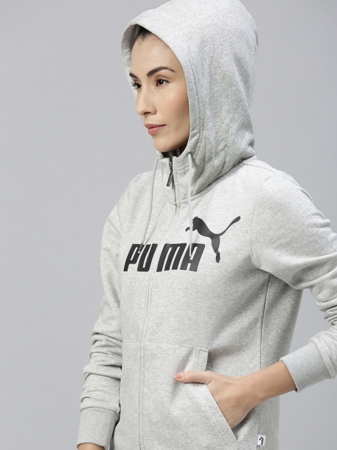 

Puma Women Grey Printed Hooded Sweatshirt