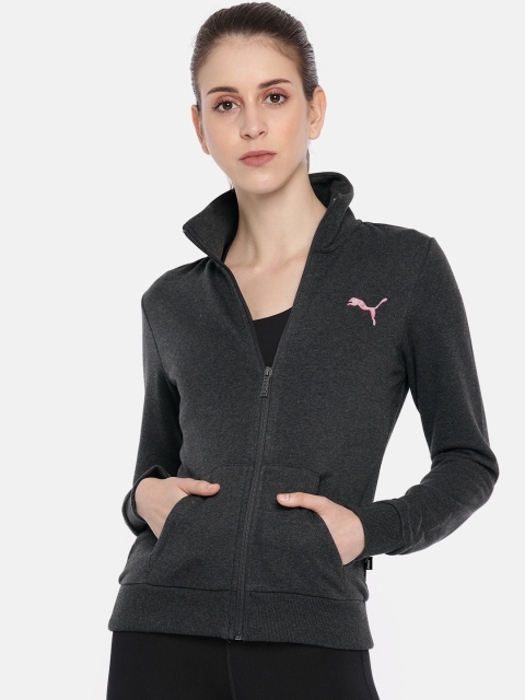 

Puma Women Charcoal Grey Regular Fit Solid Graphic Sweatshirt