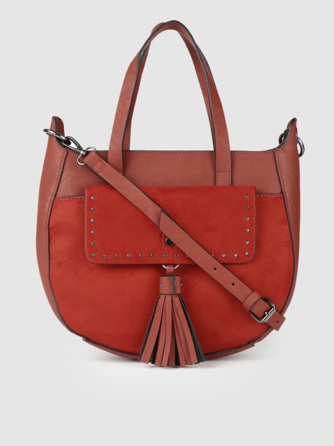 

Vero Moda Brown & Red Colourblocked Handheld Bag