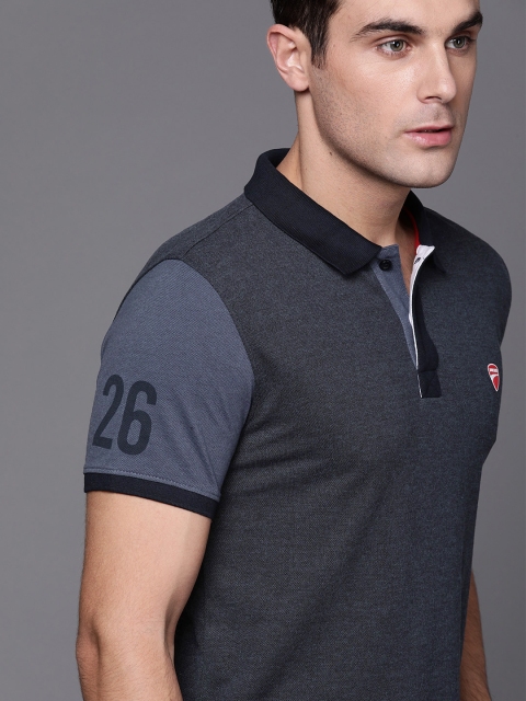 

Ducati Men Charcoal Grey Solid Polo Collar T-shirt