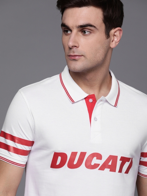 

Ducati Men White & Red Printed Polo Collar T-shirt