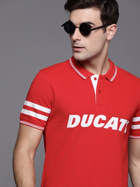 

Ducati Men Red & White Printed Polo Collar T-shirt