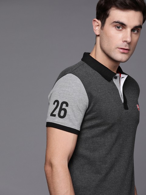 

Ducati Men Charcoal Grey Solid Polo Collar T-shirt