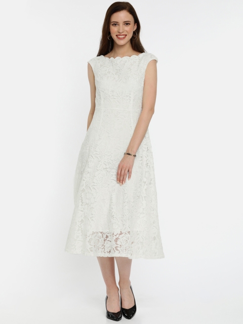 

JC Collection Women White Self Design A-Line Dress