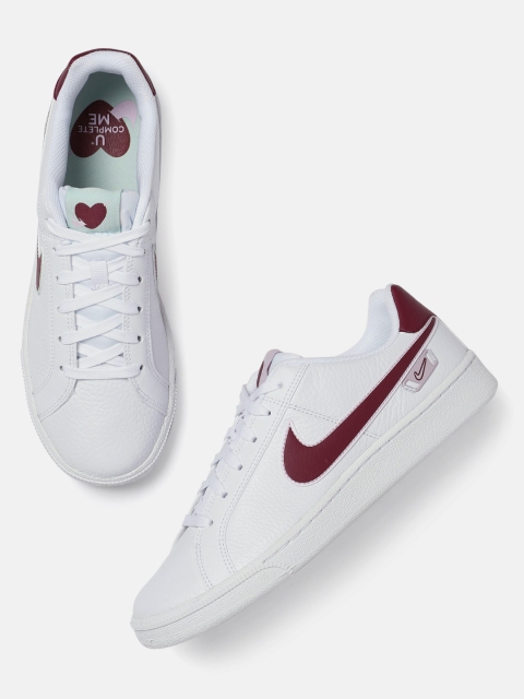 

Nike Women White & Maroon COURT ROYALE VDAY Leather Sneakers