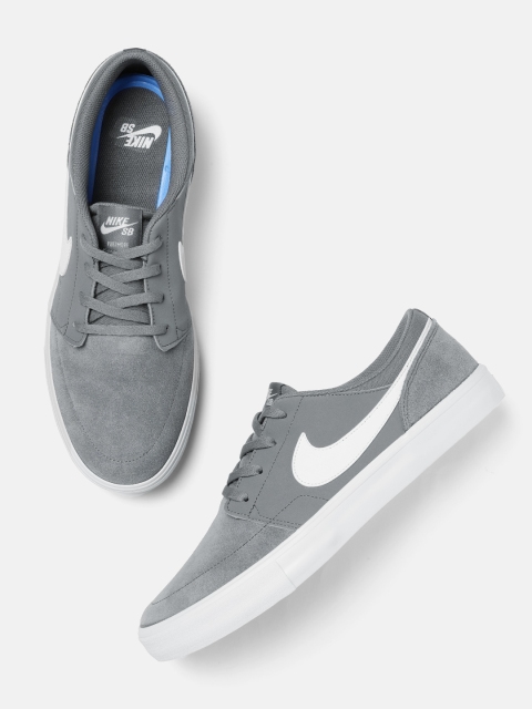 

Nike Unisex Grey SB PORTMORE II SOLAR Leather Skateboarding Shoes