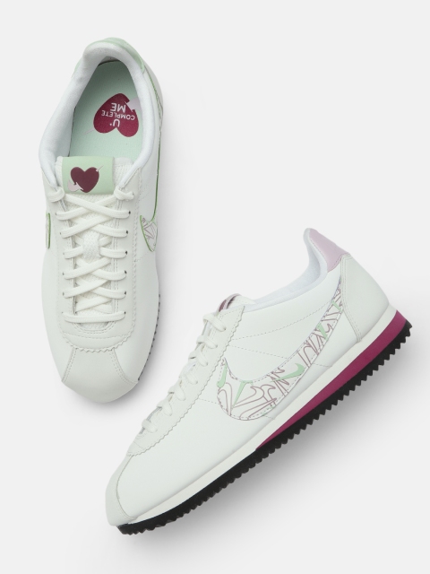 

Nike Women White Classic Cortez SE Leather Sneakers