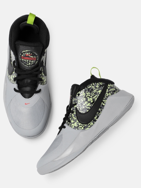 

Nike Kids Grey & Black TEAM HUSTLE D 9 DIGI (GS) Leather Basketball Shoes
