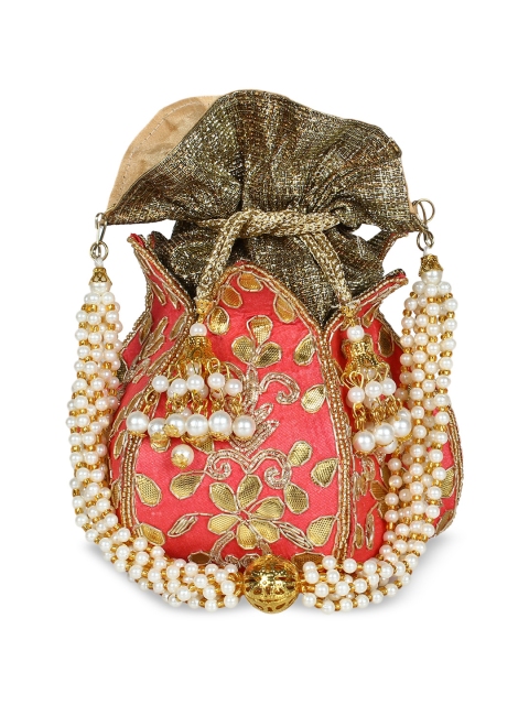 

Anekaant Pink & Gold-Toned Embellished Clutch
