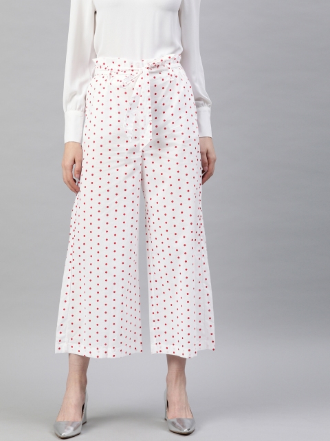

Moda Rapido Women Off-White & Red Regular Fit Printed Parallel Trousers