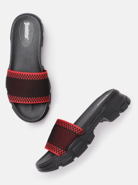 

The Roadster Lifestyle Co Women Red & Black Woven Design Heels