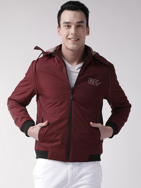 

Fort Collins Men Maroon Solid Padded Jacket with Detachable Hood