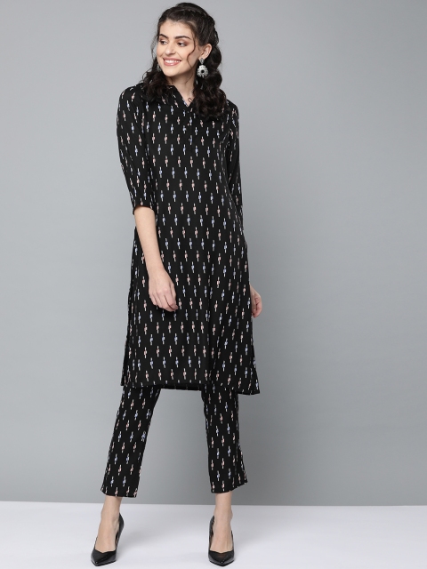 

HERE&NOW Women Black & White Printed Kurta with Trousers