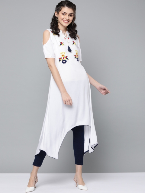 

HERE&NOW Women White Yoke Design A-Line Kurta