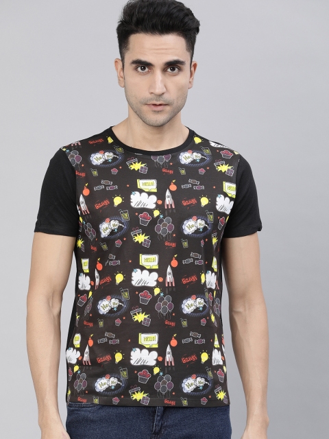 

Wear Your Mind Men Black Printed Round Neck T-shirt