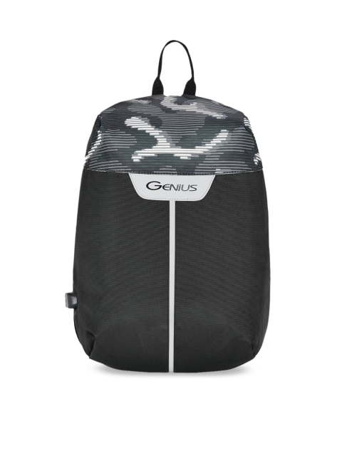 

Genius Unisex Black Printed 18 inches Anti-Theft Large Backpack With USB Charging Port