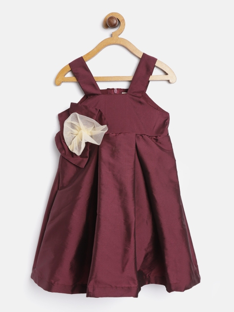 

Bella Moda Girls Wine-Coloured Solid Empire Dress, Burgundy