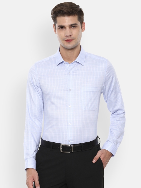 

Louis Philippe Men Blue Slim Fit Checked Formal Shirt