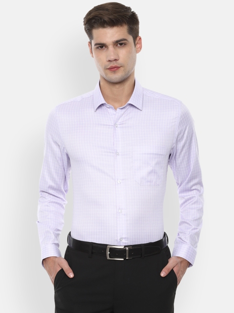 

Louis Philippe Men Purple & White Super Slim Fit Checked Formal Shirt