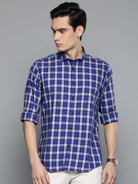 

Louis Philippe Sport Men Blue & White Slim Fit Checked Casual Shirt