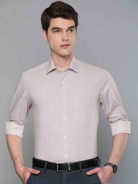 

Louis Philippe Men Beige & Navy Blue Super Slim Fit Printed Formal Shirt