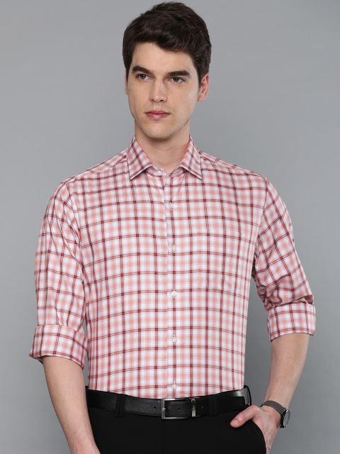 

Louis Philippe Men Red & White Slim Fit Checked Formal Shirt