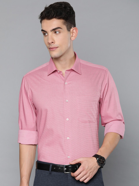 

Louis Philippe Men Pink Slim Fit Self Design Formal Shirt