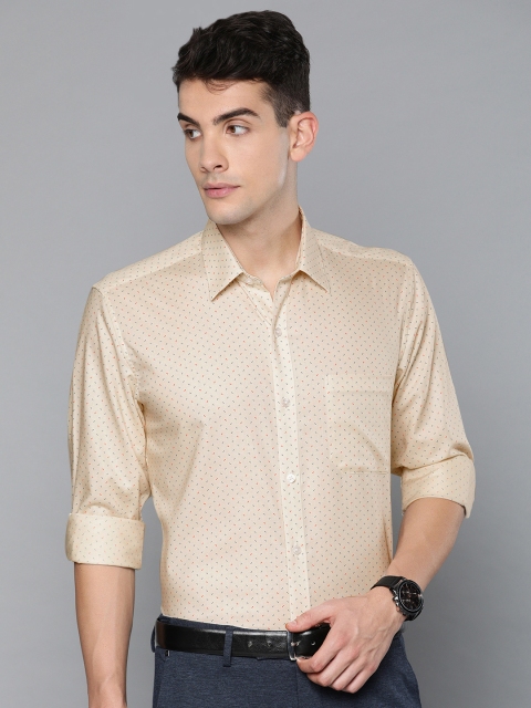 

Louis Philippe Men Cream-Coloured Slim Fit Printed Formal Shirt