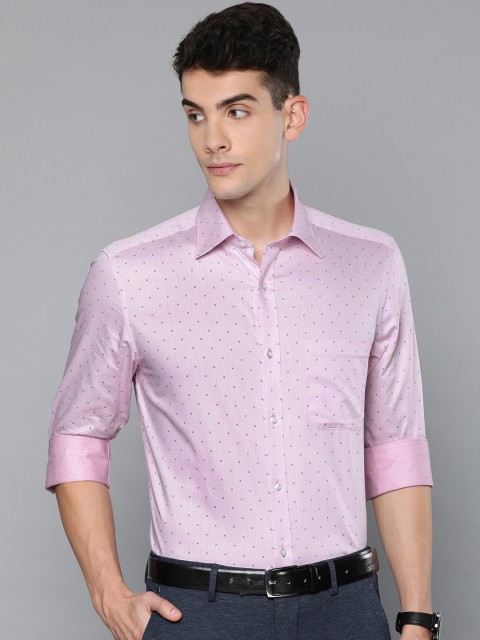

Louis Philippe Men Pink & Blue Classic Fit Printed Formal Shirt