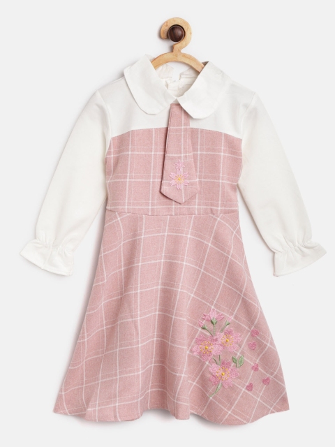 

Kids On Board Girls Pink & White Checked Fit & Flare Dress