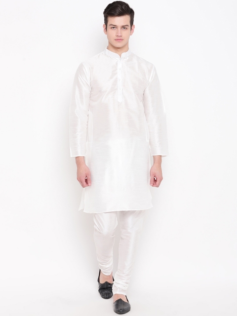 

MAG Men White Solid Kurta with Churidar