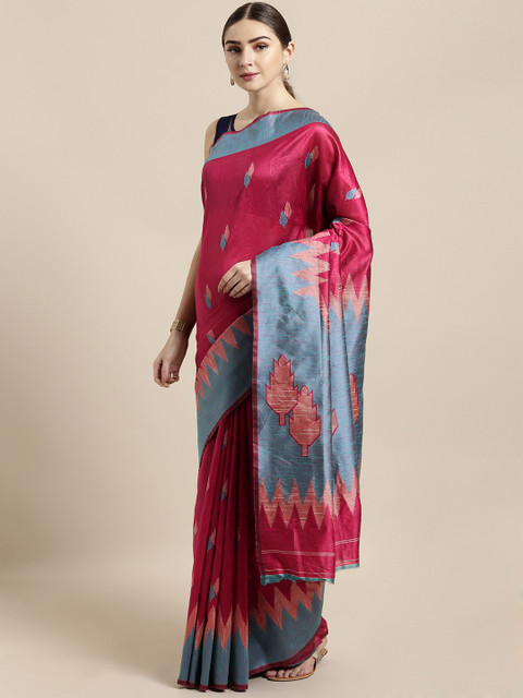 

Saree Swarg Pink Silk Blend Woven Design Banarasi Saree