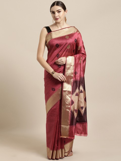 

Saree Swarg Pink Silk Blend Woven Design Banarasi Saree