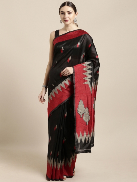 

Saree Swarg Black Silk Blend Woven Design Banarasi Saree