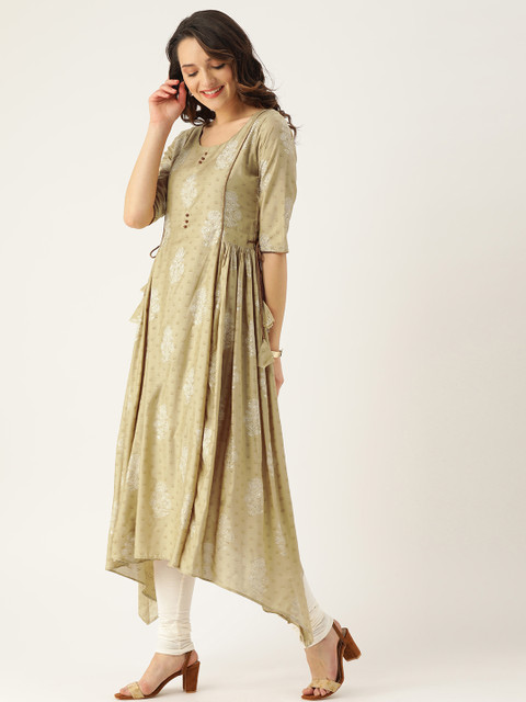 

RAISIN Women Beige Printed A-Line Kurta