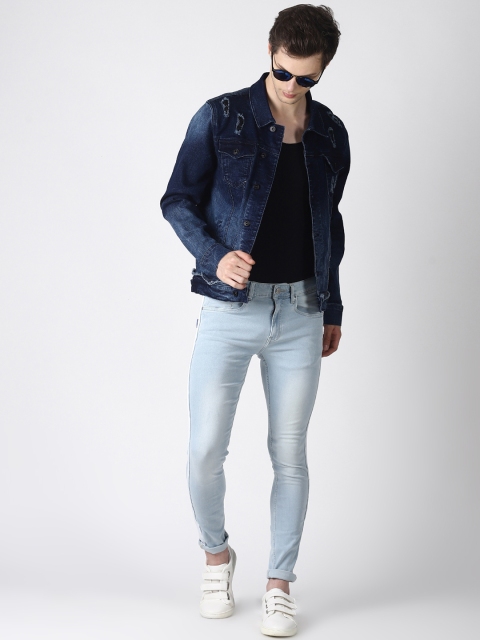 

Blue Saint Men Blue Solid Denim Jacket