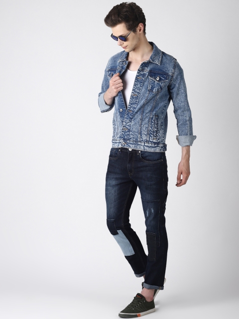 

Blue Saint Men Blue Solid Denim Jacket