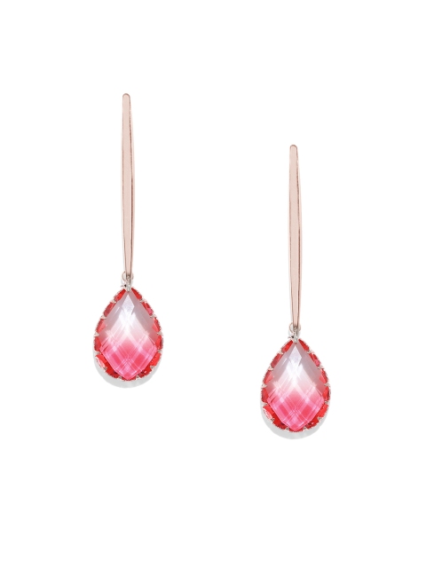 

Kord Store Pink & Gold-Toned Teardrop Shaped Drop Earrings