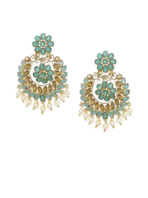 

Kord Store Blue & Gold-Toned Crescent Shaped Chandbalis