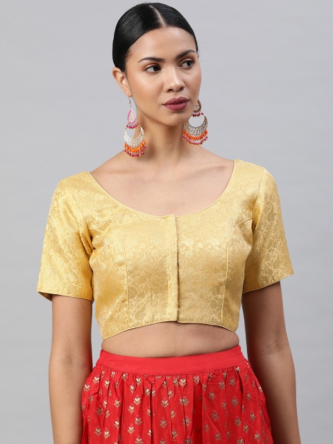 

Soch Women Gold -Coloured Silk Woven Design Saree Blouse
