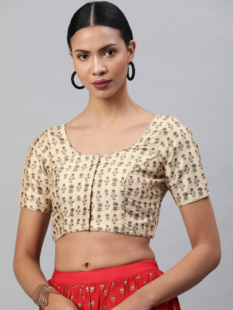 

Soch Women Beige Printed Ready To Wear Saree Blouse