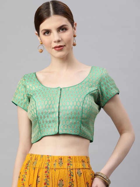 

Soch Women Green & Beige Woven Design Saree Blouse