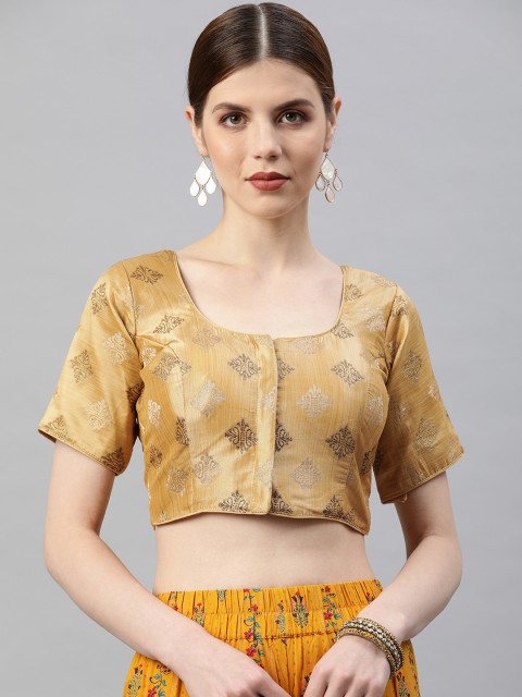

Soch Women Gold Toned Woven Design Ready To Wear Saree Blouse