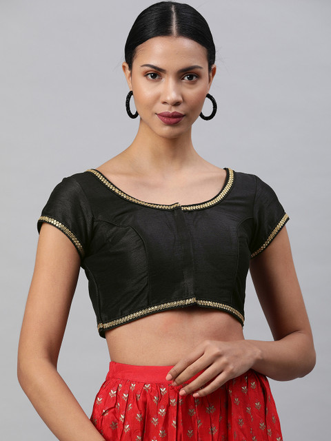 

Soch Women Black Embellished Ready To Wear Saree Blouse with Lace Detail