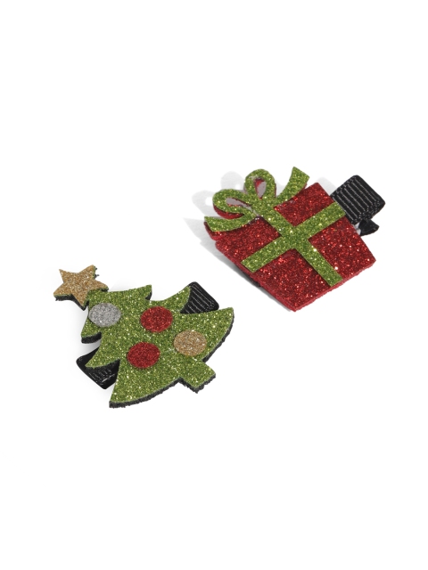 

Toniq Kids Girls Set of 2 Red & Green Embellished Alligator Hair Clips