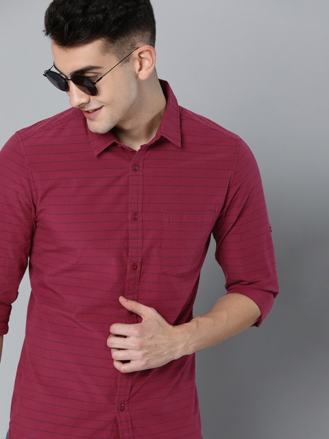 

HERE&NOW Men Maroon Slim Fit Striped Casual Shirt