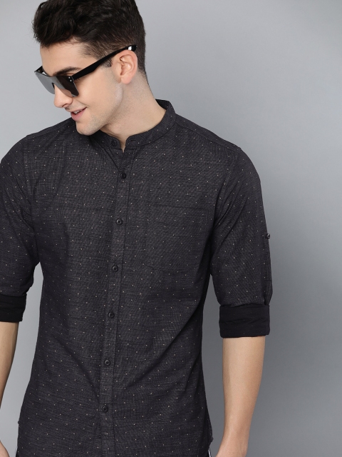 

HERE&NOW Men Black & Beige Slim Fit Printed Casual Shirt
