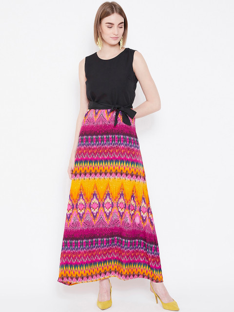 

Deewa Women Black & Pink Printed Maxi Dress