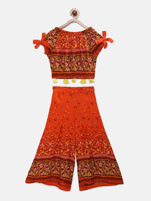 

Soul Fairy Girls Red Printed Top with Palazzos